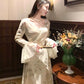 shimmering printed chiffon dress women 2025 long evening dress    S6043