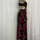 New long chiffon floral suspender dress for women summer vacation retro long party dress   S5768
