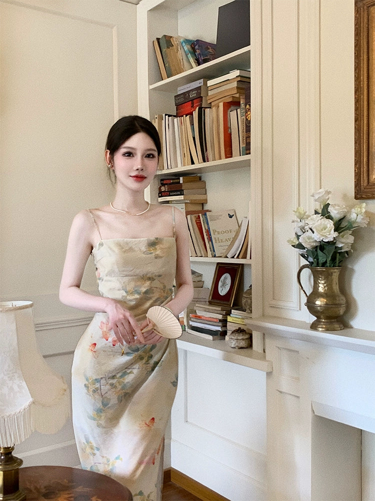 New style print dress, retro long party dress    S6093