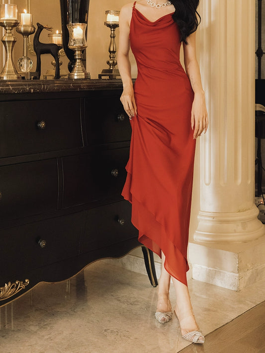 elegant red mermaid party dress, engagement dress    S6042