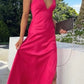 Sexy A line V neckline Sleeveless Party Dress Hot Pink Prom Dress        S6115