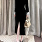 Black lace retro velvet long-sleeved dress banquet evening dress       S6163
