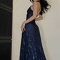 Spaghetti Straps Navy Blue Sequin Prom Dress Slit Evening Dress         S6258
