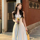 Fairy long v-neck white suspender dress     S5792
