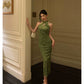 Chinese style cheongsam dress for women new retro slit long party dress     S5643