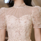 Lace Long Dress Women's Princess Sleeved Square Neck Elegant Evening Dresses      S5440