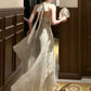 New style ink painting dress women's summer new long party dress       S6034