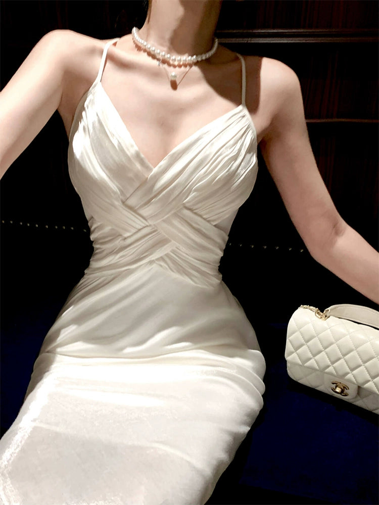 Fashion evening dress white long dress       S6001