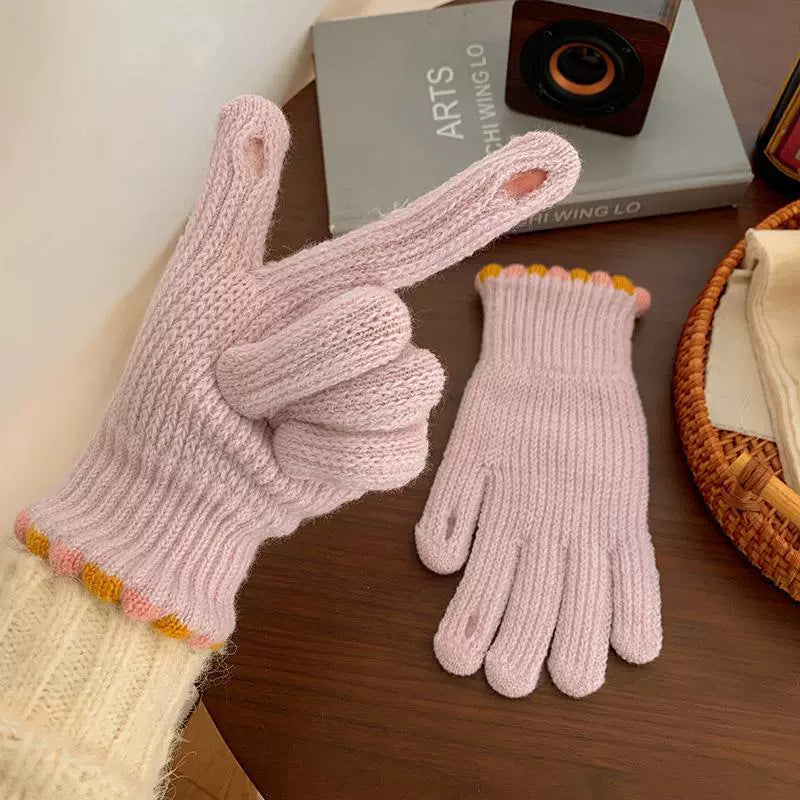 Women's knitted gloves for students winter new style two fingers exposed       S6206