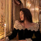 Black retro velvet dress long-sleeved lace splicing princess dress birthday evening dress    S5952