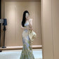 Retro painting sexy mermaid dress long party dress      S5874