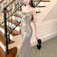 Birthday straps dress sexy long party dress       S6013