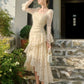 Lace Embroidery Long Sleeve Dress Retro Velvet Princess Dress     S6155