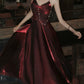 Burgundy elegant dress simple party dress    S6092