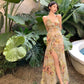 Backless V-neck floral dress for women summer sexy long dress     S5862