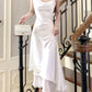 white satin dress long evening dress    S5949