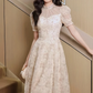 Lace Long Dress Women's Princess Sleeved Square Neck Elegant Evening Dresses      S5440