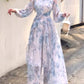 Chiffon printed dress women's seaside holiday long dress party dress     S6153