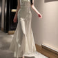 satin mermaid ruffle dress party evening dress    S6103