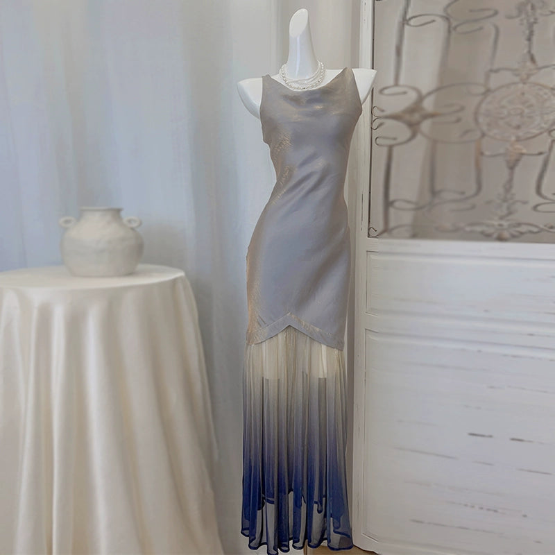 Retro gradient dress beautiful mermaid shiny dress       S6161