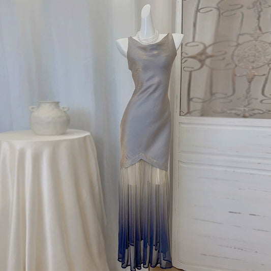 Retro gradient dress beautiful mermaid shiny dress       S6161