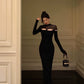 Black semi-transparent knitted dress new sexy party dress       S5680