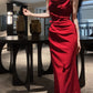 Red mermaid long prom dress elegant evening gown    S5958