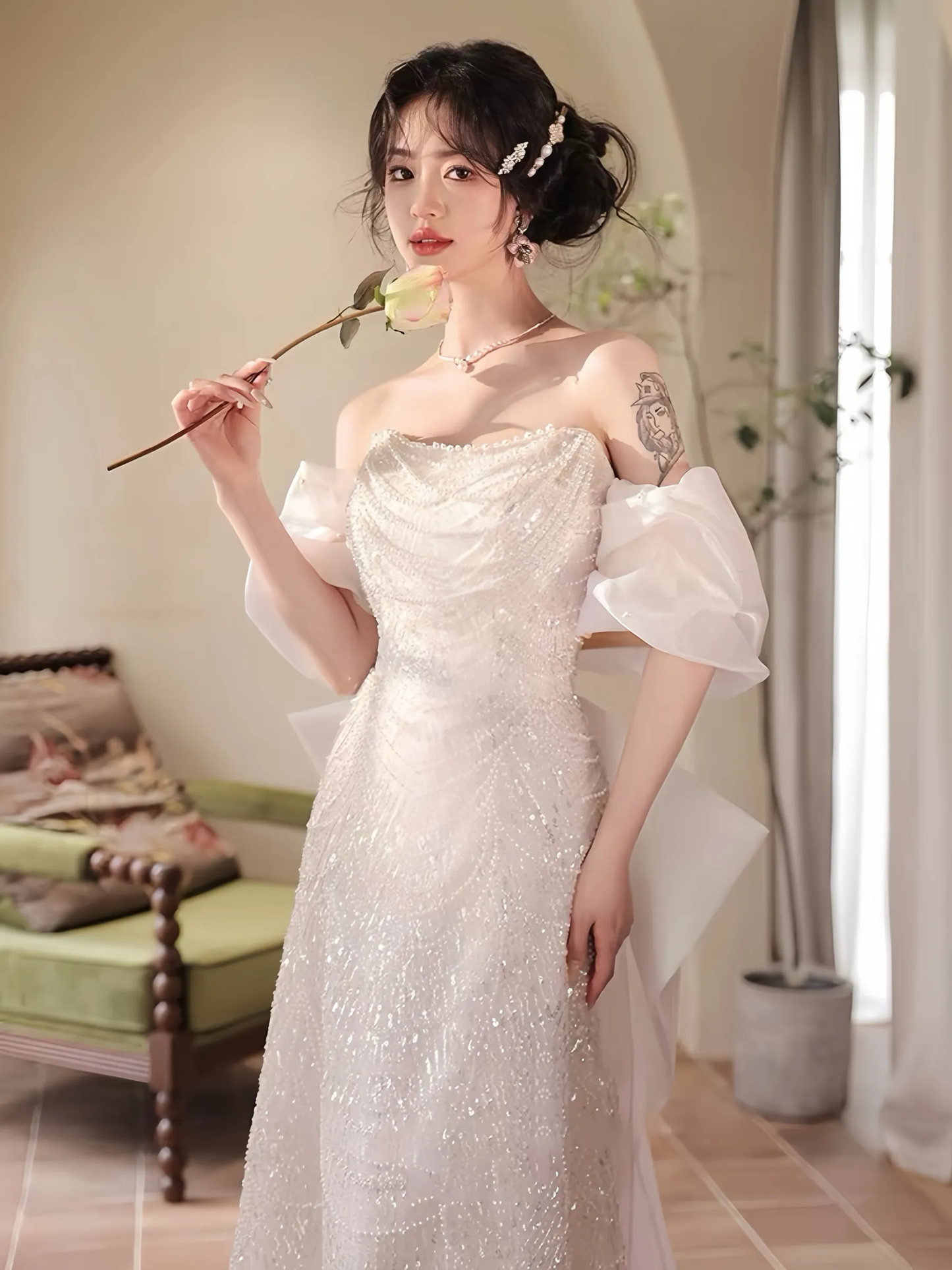 Off Shoulder Dress For Women Party Elegant Fashion Wedding Dress      S5430