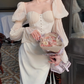Puff-Sleeve Elegant Midi Dress Prom & Party Evening Dress for Women      S5427