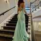Mermaid Straps Backless Mint Green Long Prom Dresses      S5711