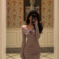 Off-shoulder sexy long-sleeved dress for women new party dress     S5645