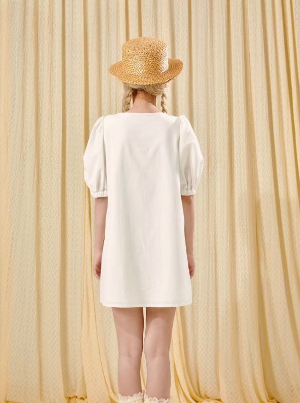 French high-end silk cotton palace embroidery baby doll dress R5211