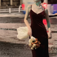Burgundy suspender dress sexy V-neck backless high-end Christmas annual party hip dress R1471