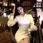 Large size French pure desire niche design dress hot girl shirt hip skirt R1882