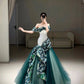 Green one-shoulder slim waist hip-hugging long elegant dress, prom dress R5292