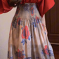 Retro red v-neck dress gentle temperament waist a-line long skirt R0744