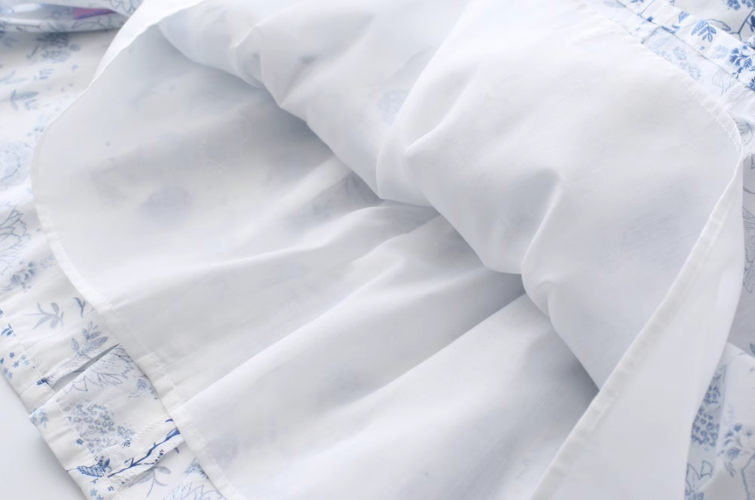 New antique style blue and white porcelain floral pattern niche slimming waist cinching suspender dress new R2878