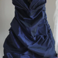 Navy blue tube top waist A-line puffy design skirt short homecoming dress R4152