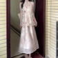Pink buttoned mesh halter neck dress gentle temperament loose A-line long skirt R0751
