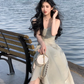 Casual Summer Spaghetti Strap Midi Dress Elegant Sleeveless Prom Party Dress      S5393