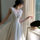 Women Sleeveless White Party Dress Elegant Prom Dress        S5418