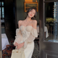 Puff-Sleeve Elegant Midi Dress Prom & Party Evening Dress for Women      S5427