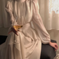 Vintage Women Midi Evening Dress Puff Sleeve       S5419