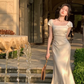 Summer Women Bodycon Elegant Midi Dresses Wedding Evening Birthday Gown       S5404