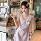 Navy collar bow waist dress summer French fashion temperament skirt R4738