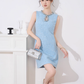 French design niche dress new style temperament waist slim blue Chanel style sleeveless dress R4223