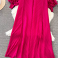 High-class lady temperament pleated lantern long sleeve loose A-line solid color elegant dress R0319