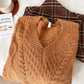 chic soft knitted casual V-neck long-sleeved knitted sweater      S4755