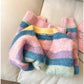 Candy color V-neck rainbow sweater jacket for women knitted cardigan      S4907