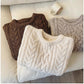 Round neck sweater for women soft knitted top trendy     S4863